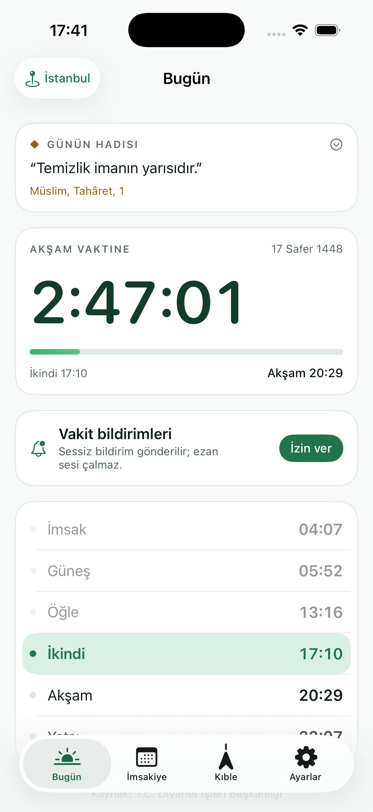 Bugün ekranı: İkindi vaktine geri sayım, günün altı vakti